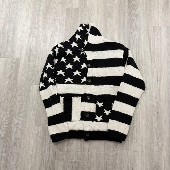 American Stitch Other - American Stitch Cardigan Sweater Medium Flag Shawl Collar Knit Stars Stripes